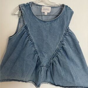 Anthropologie Blue Denim Sleeveless Blouse